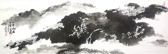 谷凤羽作品《一方水土 十里云海》  规格：40x140